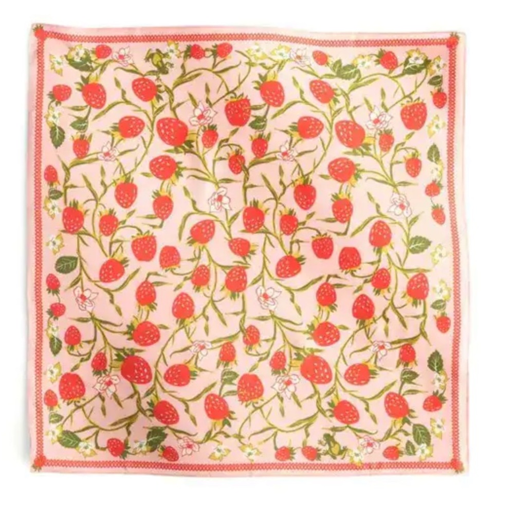 Vera Bradley Strawberry Vines Pink and Green Silk Scarf